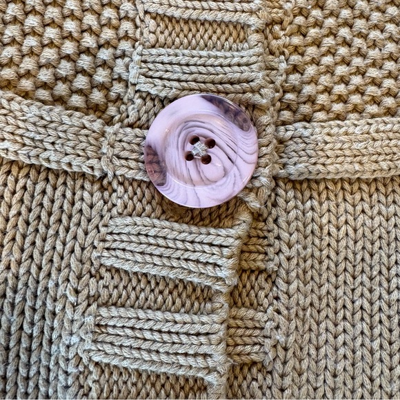 Moda International Chunky Knit Button Up Sweater Cardigan Tan Size Large - Picture 8 of 13